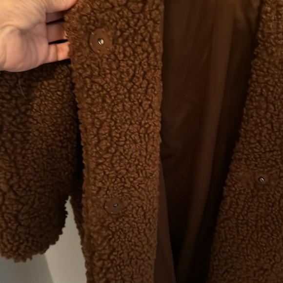 BCBG double breasted long faux fur coat.  XXL. Very comfy & stylish! Brown. - Picture 3 of 6